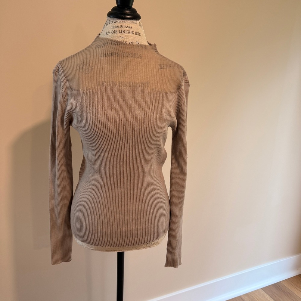 Anewsta Women's Tan Ribbed Sweater‎ Size L